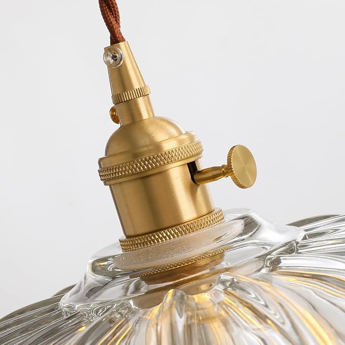 XZHGCEE Plug in Pendant Light Hanging Lamp: Kitchen Pendant Lighting Clear Glass Pendant Light, Pendant Lights for Kitchen Island, Bedroom, Dining Room, Living Room, E26 No Bulb
