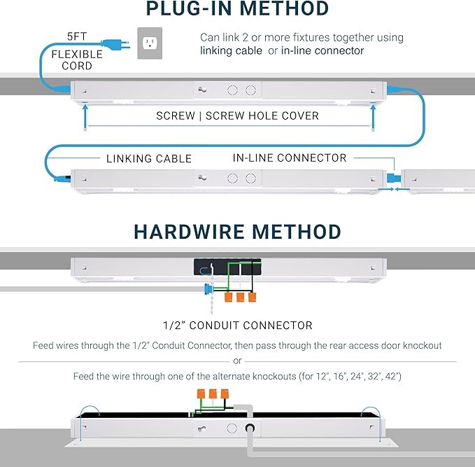 PARMIDA LED Swivel Under Cabinet Lighting, Hardwired or Plug-in Installation, 12 Inch, 8W, 5CCT Color Selectable - 2700K/3000K/4000K/5000K/6000K, Rotatable Lens, Dimmable, Linkable, 120V, 640LM, ETL