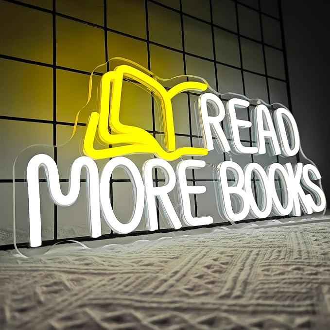 Read More Books Neon Sign Read Neon Light for Classroom Dimmable Led Light Up Sign for Bedroom Bookstore Reading Room Library Museum Study Room Decorations