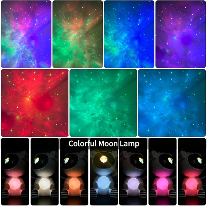 Cayclay Astronaut Galaxy Projector, Remote & Timer Night Light, Black | 360° Magnetic Adjustable Head, Auto-Off Timer, Remote Controllable LED Lamp, Dimmable Multi-Color Night Light For Home Decor
