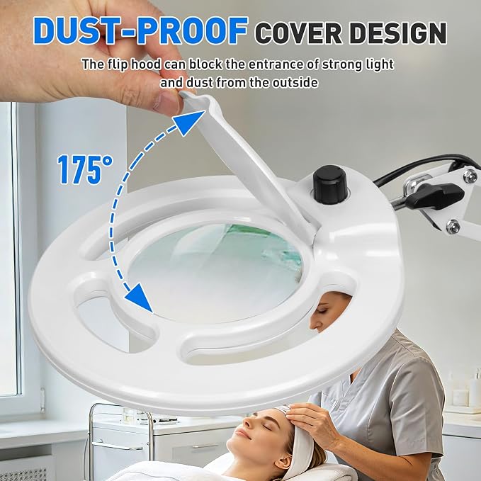12X Magnifying Glass with Light, KIRKAS 2,200 Lumens LED Magnifying Lamp | with Clamp, Stepless Dimmable Real Glass Lens Magnifier, Adjustable Arm Workbench Light for Close Work Hobby Repair - White