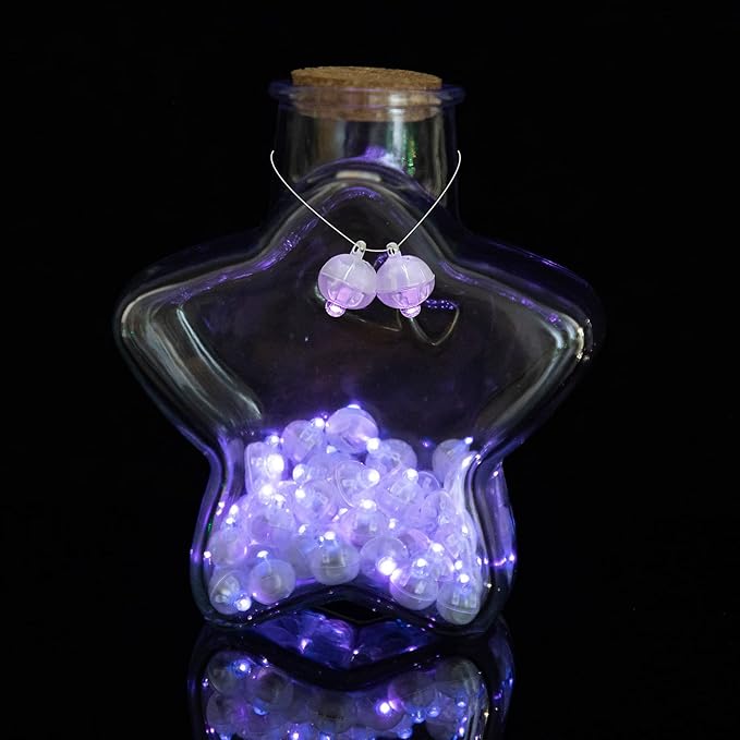 Aogist 100 PCS Purple Balloon Light with Loop for Hanging, Mini Ball Lamp Round Tiny Led Light for Paper Lanterns Balloons Vases Cups Birthday Party Event Wedding Halloween Christmas Decoration