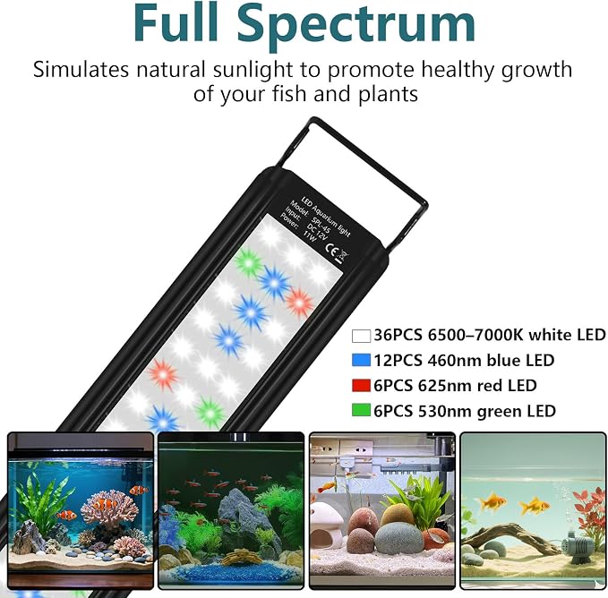 Uncle Yang LED Aquarium Light for 18 to 24 Inch Aquarium LED Light 11W | Auto On Off with Timer Adjustable Brightness Memory Function with Extendable Bracket for Planted Tank