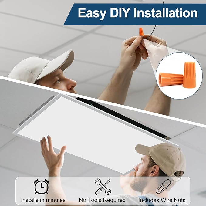 2x4 LED Flat Panel Light, Drop Ceiling Office Fixture, 4-Pack, Selectable Features (30W–72W, 3500K–6500K), 0-10V Dimmable, Back-Lit, DLC & ETL Listed