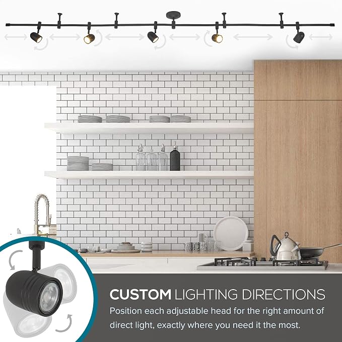 Catalina Lighting 19657-002 Transitional 5-Light Flexible Track Lighting Kit with Metal Shades, LED Bulbs Included, 96", Dark Bronze