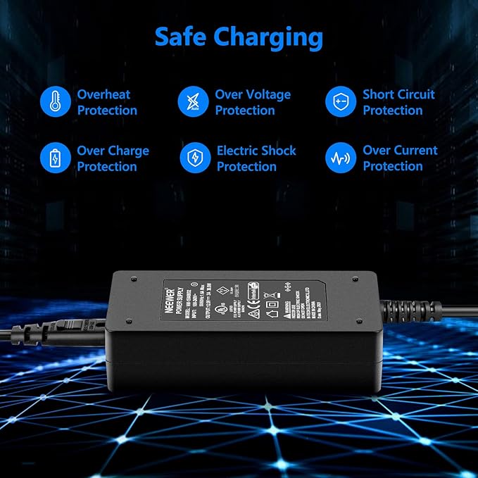 Neewer AC 100-240V to DC 12V 5A 60W Power Supply Adapter with 6.5 feet/2 Meters Power Cable Compatible with 660 960 LED Video Light and Max. 12V 5A 60W Ring Light (US Plug)