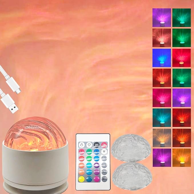 2-in-1 Northern Lights & Waves Projector, Aurora Northern Lights Projector, 16 Light Effects, Bedroom, Party, LED Color Changing Light for Home Decoration