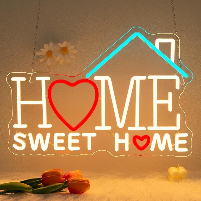 Sweet Home Neon Sign Warm White LED Signs for Living Room Bedroom House New Apartment Wall Decor Welcome Neon Light Up Coffee Office Cozy Home Decor Art Gifts for Newlywed Couples Apartment Renters