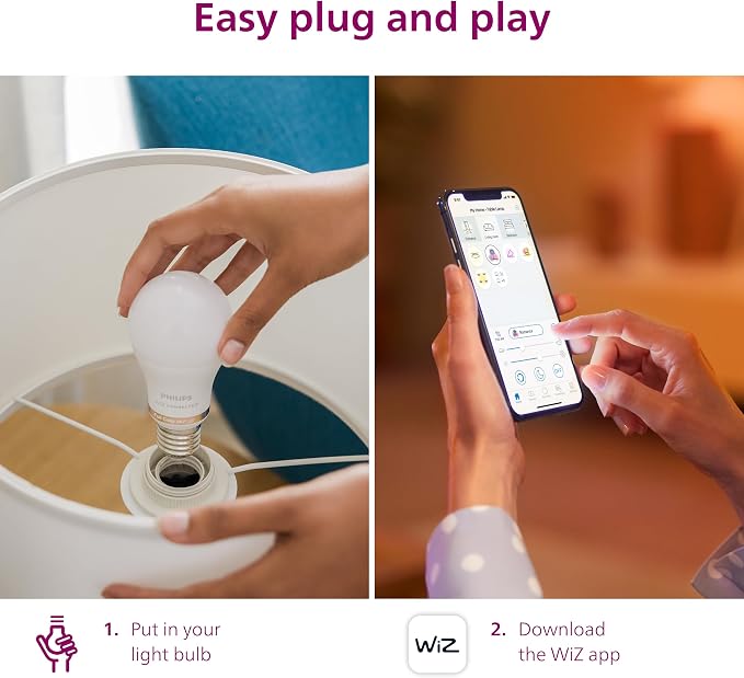 PHILIPS Smart 150W A23 LED Light Bulbs 4-Pack - Connects to Your Wi-Fi - E26- Control with Voice or App + Activate with Motion - Matter Compatible