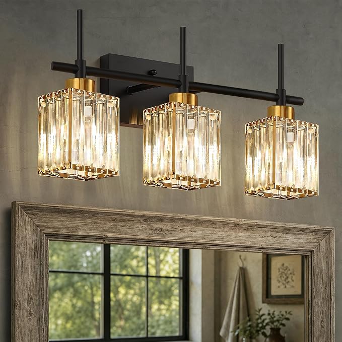 Torondo Modern Yellow Vanity Lights,Crystal Vanity Lights for Bathroom, Modern Crystal Bathroom Light Fixture
