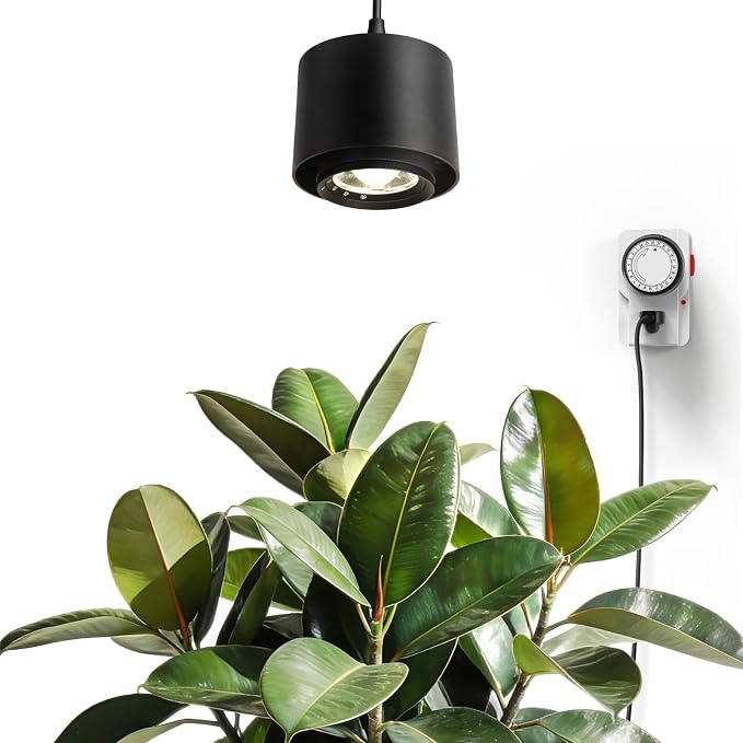 Barrina TR40 Hanging Grow Lights for Indoor Plant, 40W 4000K Full Spectrum | Adjustable Beam Angle 15°-60°, High PPFD, Mechanical Timer, Plant Lights for Indoor Growing for Large Tall Plants, Black