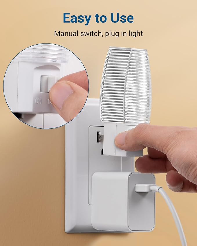 DEWENWILS Plug in Night Light with Switch, Manual ON Off LED Nightlight for Kids, Nursery, Bedroom, Bathroom, Hallway, Stairways, Corridor, Garage, Warm White, 4 Pack | 4 Pack, Warm White, Ideal for Bathroom, Kids, Nursery, Bedroom, Hallway, Stairways,...