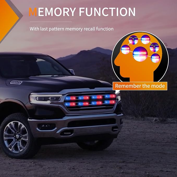 Nilight 8PCS Led Strobe Lights 12LED Red Blue Emergency Light 12V 24V Surface Mount Flashing Warning Hazard Beacon Ultra Slim Sync Feature Mini Grille for Cars Trucks Off Road Vehicles SUV