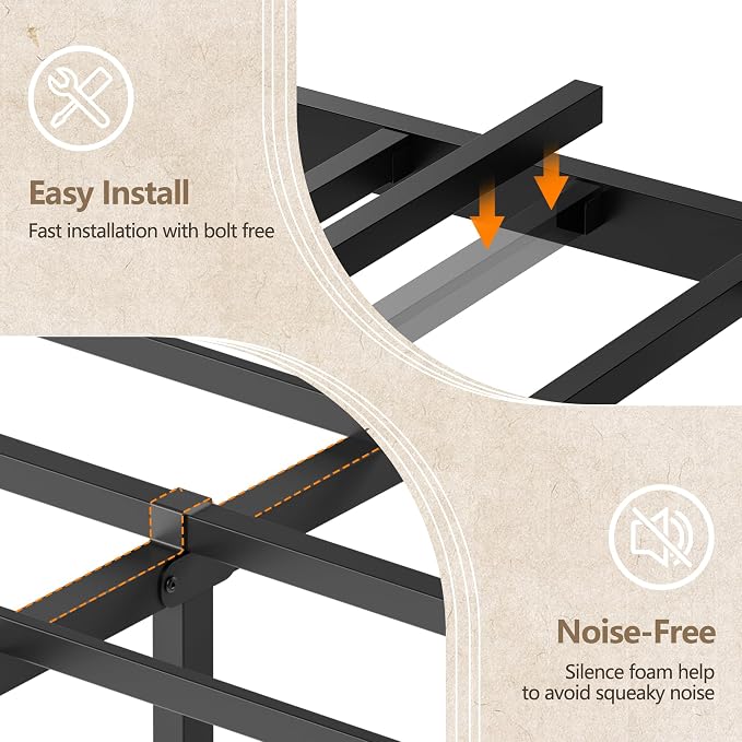 Queen Bed Frame with Storage Headboard and LED Lights, Black Oak | Heavy Duty Metal Slats Support, 2-Tier Wood Shelf, Charging Station:USB & Type-C Ports,Noise-Free,No Box Spring,Easy Assembly