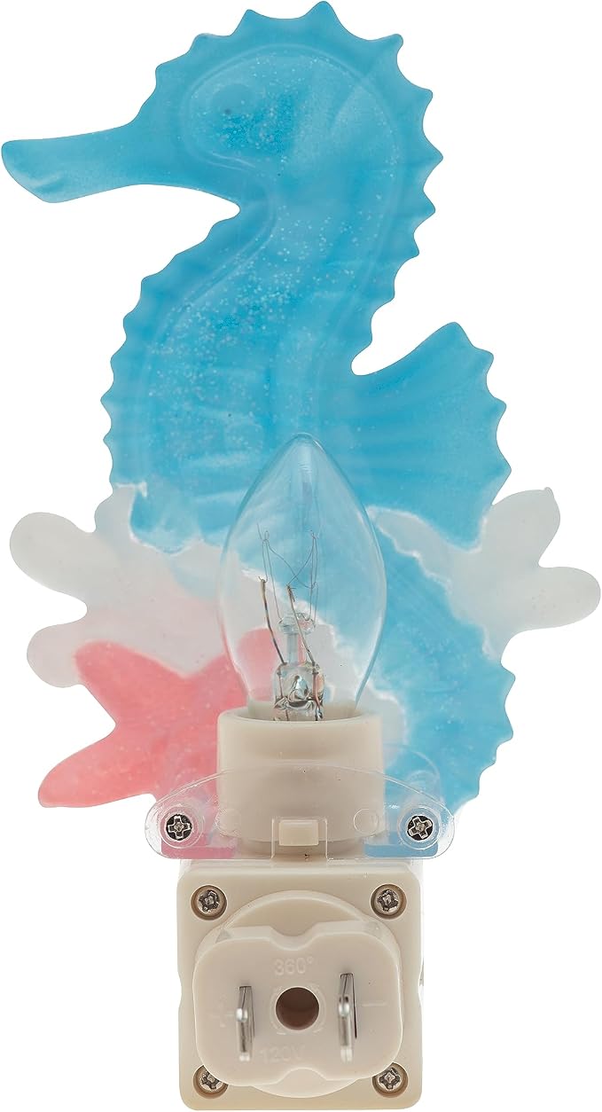 Creative Hobbies Coastal Seahorse Night Light - Includes 5W C7 and Rotational Socket with On/Off Switch