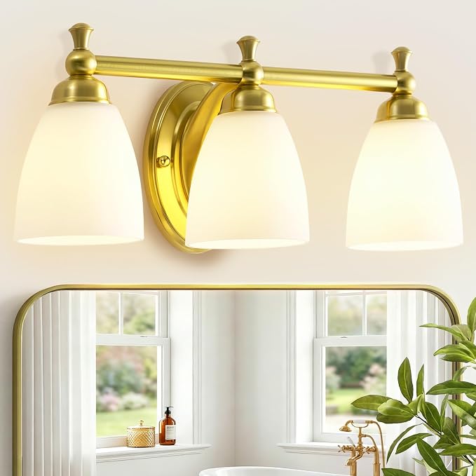 EJIAXIN 3 Light Bathroom Vanity Light,Gold Bathroom Lighting Fixtures Over Mirror Modern Bathroom Light Fixtures for Living Room Bathroom Bedroom Cabinet About Mirror