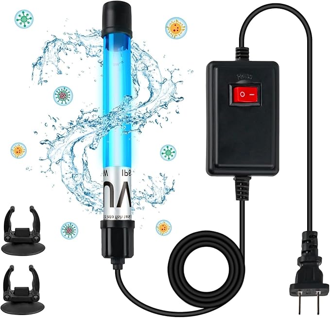 Aquarium Light 11W for 100-300 Gallon Submersible Clean Green Lamp for Cloudy Water and Green Water Fish Tank Pond Pools Fountains Crystal Clear