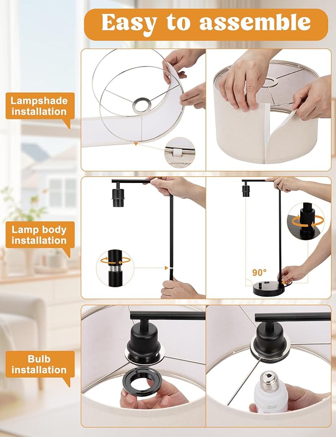 Innqoo Gold Table Lamp with Weaving lampshade, Table Lamp for Bedroom with USB Port and Outlet, Dimmable Nightstand Bedside Lamps with Linen Lampshade, Desk Lamp for Home Office, Living Room