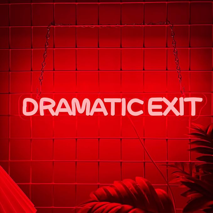 Allball Dramatic Exit Neon Sign,USB Powered Theater LED Neon Light Cinema Decor, for Office Game Room Movie Theate Dramatic Room Movieroom Sign(15.7 * 2.3 In)