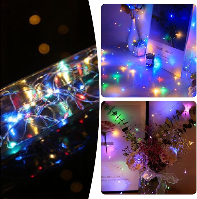 ZSJWL Rechargeable Fairy Lights with DIY Timer & 8 Modes, 16FT 50LED String Lights Battery Operated Indoor, Twinkle mini Lights for Bedroom Christmas Wedding Centerpiece Decor (Multicolor)