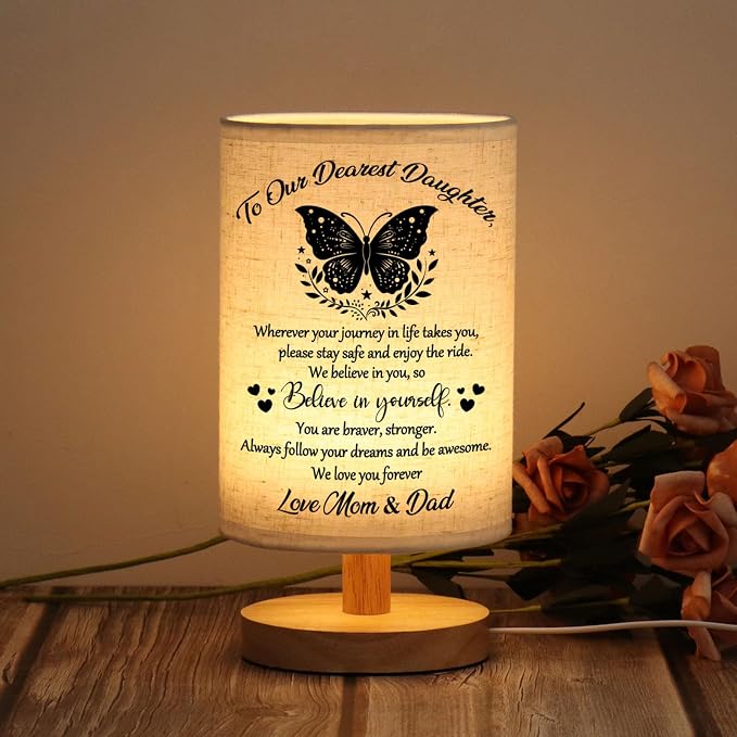 WSYEAR Daughter Gifts from Mom Dad Table Lamp - Best Birthday Gifts for Daughter Wooden Desk Lamp - Christmas Mothers Day Graduation Gifts for Daughter