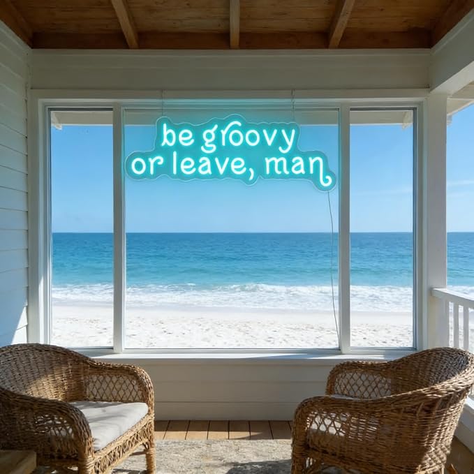 Be Groovy or Leave Man Blue Led Neon Signs for Wall Decor Party Background Wall Bar Business Logo Internet Cafe Dance Studio Game Room Housewarming Gifts