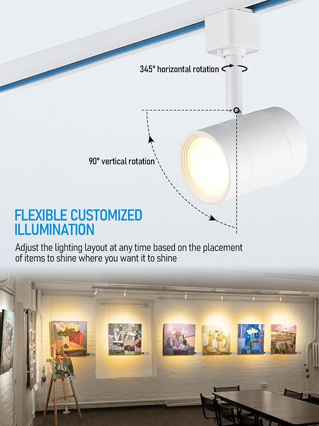LEONLITE Small Space Series 8.5W LED H Track Lighting Heads, ETL Listed, Dimmable H Track Light Heads for Store Shop Cafe, CRI90, H Track Lighting, 2700K Soft White, Matte White, Pack of 4