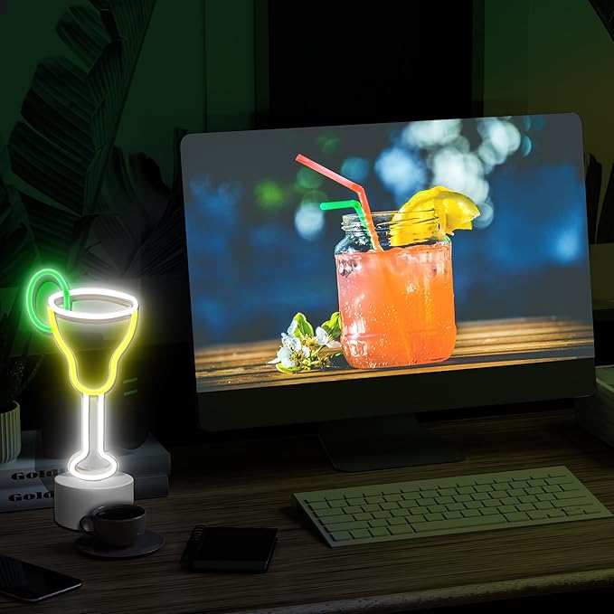 Lumoonosity Cocktail Neon Sign - USB/Battery Powered Neon Bar Signs for Home Bar, Pub, Party Table Decor - Cocktail LED Light with On/Off Switch for Birthday Parties, Wedding - 5.31×12.2 Inch