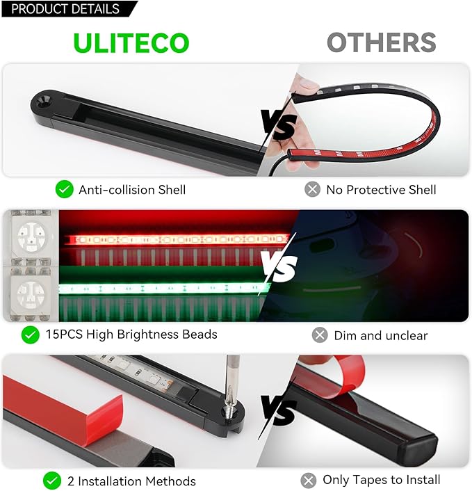 Boats Navigation Lights, Navigation Lights For Boats Led, Waterproof Boat Red and Green Bow Lighting, Marine Fishing Lighting, Marine Nav Lights for Pontoon Bass Jon Jet Ski Kayak