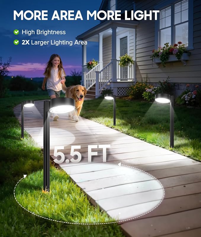12 Pack Solar Pathway Lights Outdoor, Solar Powered Landscape Path Light with Larger LED Lens, Brighter Up to 12 Hrs Waterproof Outdoor Solar Light for Yard Garden Walkway Driveway Sidewalk