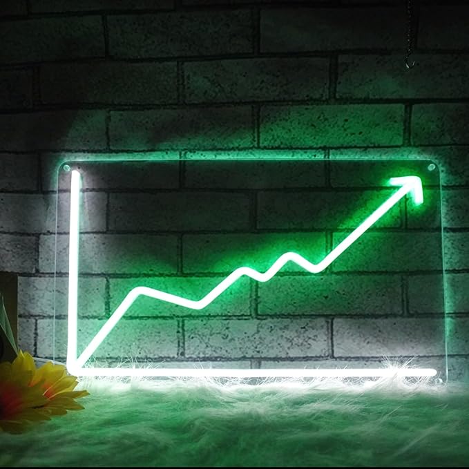 Stock Market Trend Neon Sign Day Trading Line Chart Neon Light LED Neon Sign for Wall Decor LED Neon Light for Trading Room Bar Man Cave Wall Art Finance Day Trading Accessories Gift