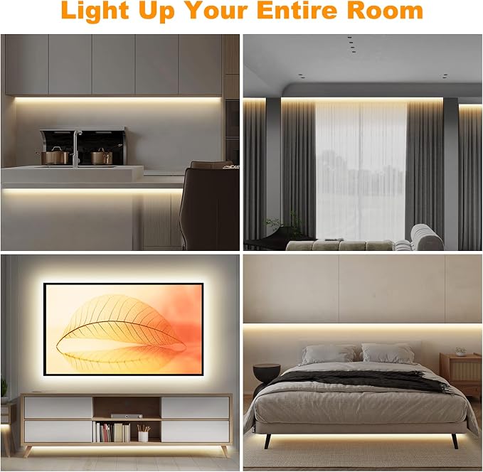 Tatazone WiFi Smart White COB Led Strip Light with Remote | 16.4ft, 4000K, Work with Alexa and Google, Timer, Group Control, Dimmable Neutral White for Cabinet, Room, Kitchen, Shelf