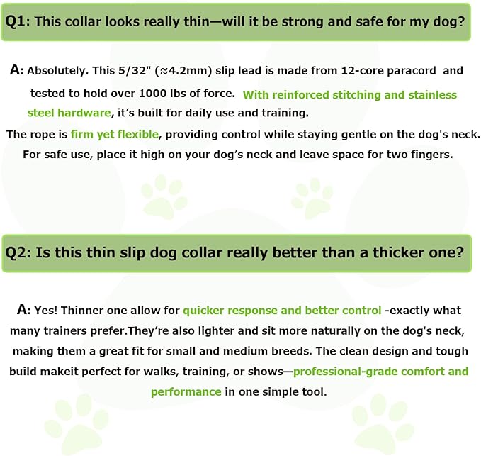 26" Dog Slip Collar – 5/32" Paracord Rope Dog Collar with Spring-Loaded Stopper & Stainless Steel O-Ring, Reflective for Low-Light Visibility(Hot Pink & Green)