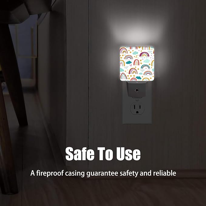 Rainbow Night Light, Star Cloud Plug into Wall with Dusk to Dawn Light Sensors, Warm Nightlights for Bedroom, Bathroom, Hallway, Kitchen, Gifts Ideal for Boys Girls Women Men