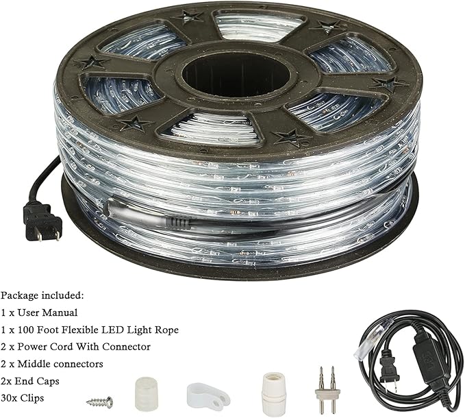 Led Rope Lights for Outside,100Ft LED Strip Lights Outdoor Waterproof Decorative Lighting for Indoor/Outdoor, Deck, Eaves, Christmas, Landscape Lighting(Multicolor)