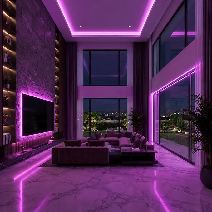 LED Strip Lights 24V COB Purple Dimmable LED Lighting16.4ft (Kit) | Super Bright, Dotless High Density 7.2W/m, 8mm Width Cuttable Flexible, Home DIY Commercial Decoration
