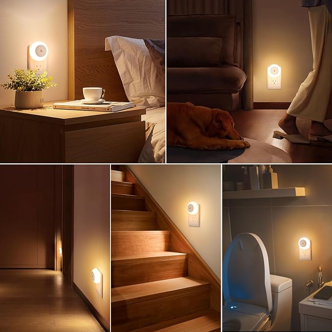 fesnne Night Light, Night Lights Plug into Wall, Dusk to Dawn Sensor Warm White Led Night Light 0.5W, 2 Pack Nightlight for Adults, Bedroom, Bathroom, Hallway, Kitchen