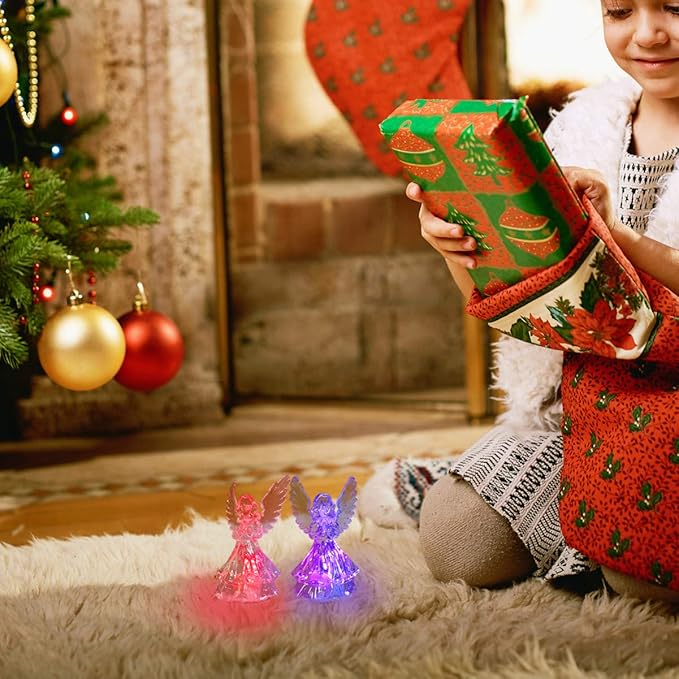 STOBOK Acrylic Angel Night Light Led Figurine Prayer Lamp Cute Cartoon Bedside Light 3.54X2.16X2.16In Decorative Table Lamp for Home and Party Ambiance