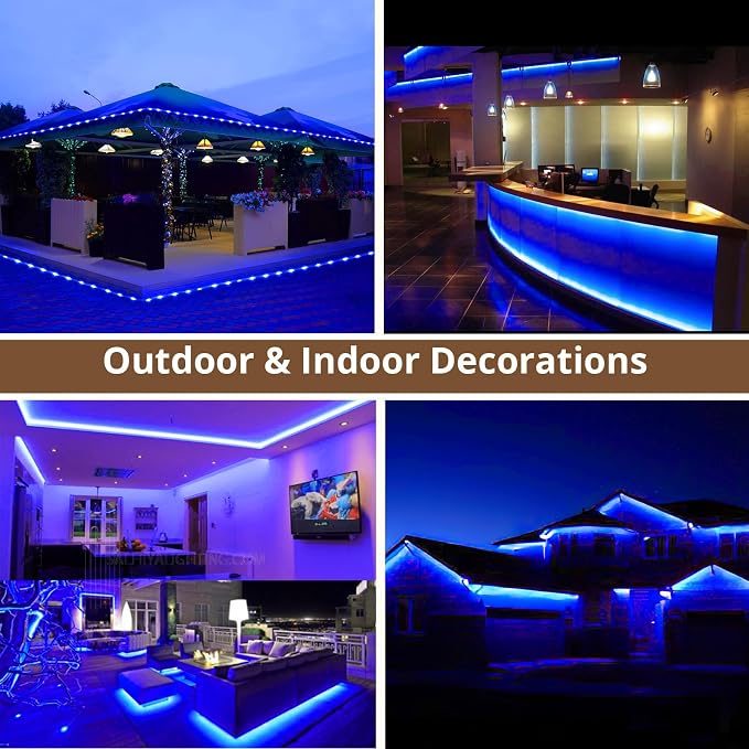 LED Rope Lights, 33Feet Blue Flat Flexible Strip Light, Plug in Novelty Lighting, Connectable and Waterproof for Home Christmas Holiday Garden Patio Party Decoration | Flexible flat design. Connectable. 50,000hr lifespan. Ideal for home, garden, patio,...