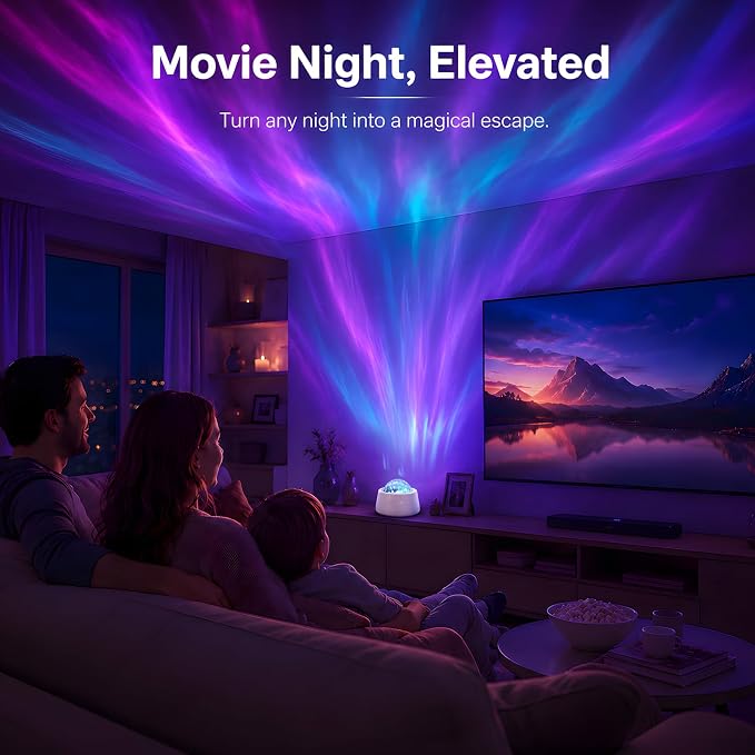 FSSQBFLC Galaxy Light Aurora Projector Night Light LED Star Projector for Bedroom Nebula Lamp, Home Room Decor, Remote Control, Colorful Lighting Effects White