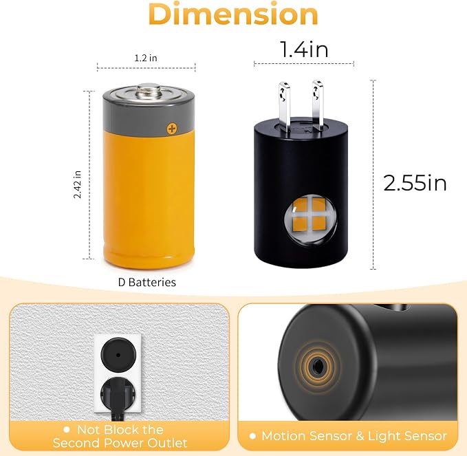 TSEXES LED Motion Sensor Night Light,Plug into Wall Night Light,4-Pack | Dusk to Dawn Sensor, 90° Rotating Plug,Auto On/Off, 3000K Soft White, 100 Lumens, Non-Dimmable