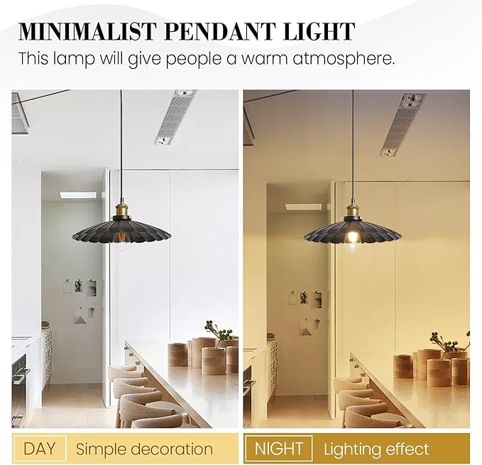 Hanging Plug in Light 2Pack Rustic Black 13.8 Inch Lampshade with 14Ft Cord Bar Counter Hanging Light Fixture with Plug in Cord On/Off Switch Hanging Lamp Plug in