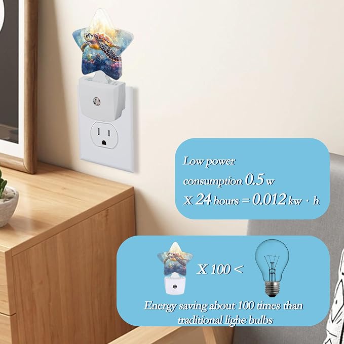 Sea Turtle Watercolor Night Light,Plug-in Wall Led Night Lights Decor for Boys Girls Room,Dusk to Dawn Sensor Wall Lamp for Bedroom/Bathroom/Hallway,0.5w