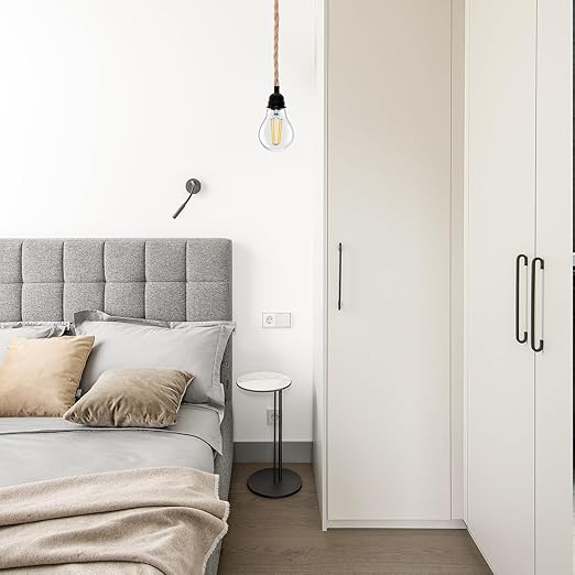 Plug in Pendant Light Cord, Industrial Hanging Light Kit with 15FT Hemp Rope, E26 E27 Light Socket Base for Hanging Lamp Kit, Hanging Light Cord with On/Off Switch, Ideal for Room Decor-2 Pack