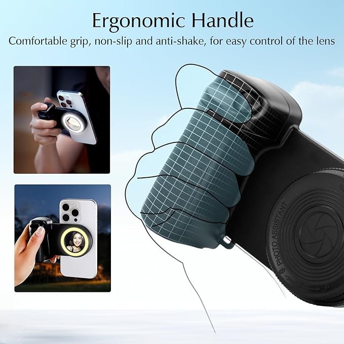 Magnetic Selfie Ring Light, Rechargeable LED Fill Light with a Mirror for iPhone, Wireless Bluetooth Remote Control for Video Vlog Photo Shooting Acccessory Compatible with Magsafe