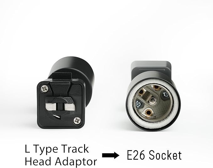 mirrea L Type Track Lighting Head to E26 Medium Screw Base Adapter Light Direction Adjustable Pack of 3 (Black)