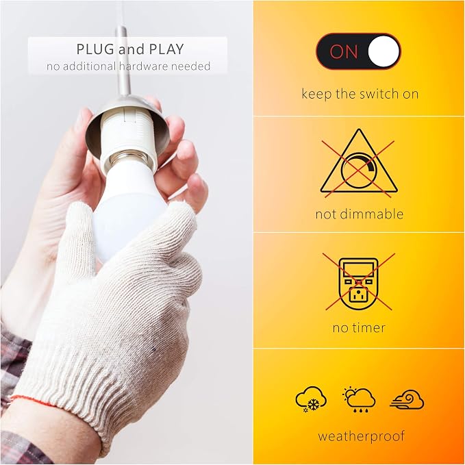 Boxlood Dusk to Dawn Light Bulb,Build in Light Sensor Detector,9W(60W Equivalent),A19 Photocell Sensor Bulb,No Timer Required,3000K Warm White,for Indoor or Outdoor Use,Boundary,Garage,Patio,2-Pack