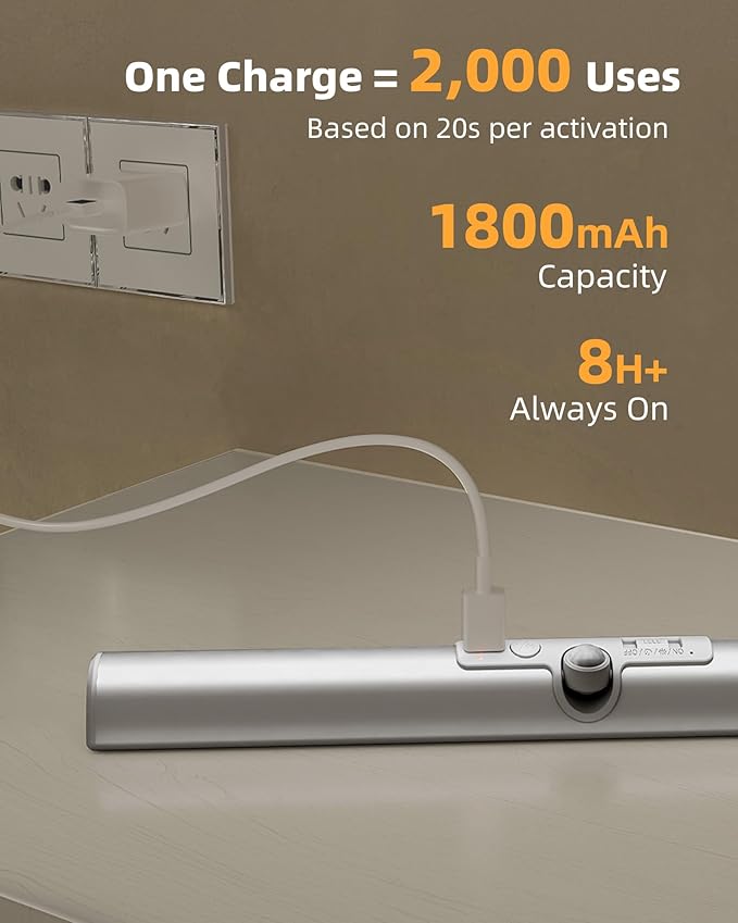 EZVALO 15in Motion Closet Lights with Rotatable Sensor, Rechargeable Under Cabinet Lighting, No-Glare, 3 Color Temps & Dimmable LED Sensor Light Indoor for Pantry, Wardrobe - 2Pack