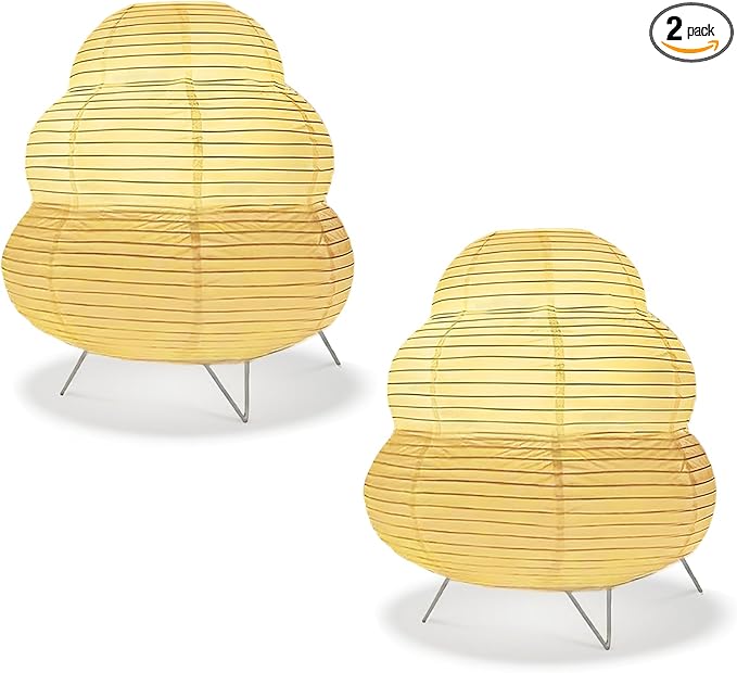 YY YEARCHY Table Lamp Paper Lamp Desk Standing Lamps with Rice Paper Shade for Bedroom Livingroom (Cloud 2 Pack)