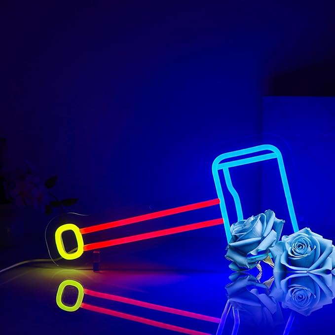 Neon Sign, FPLL Neon Signs for Wall Decor Blue Red LED Signs for Man Cave Game Room Home Party Birthday Decor Bar Beer Sign - USB Powered